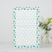 Papeterie Motif succulent d'aquarelle verte et bleue (Debout devant)