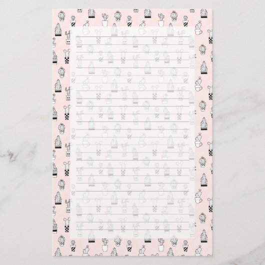 Papeterie Motif tiré par la main mignon de cactus (Devant)