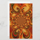 Papeterie Motif tourbillonnant : Tons d'orange, Brown et ver (Devant / Derrière)