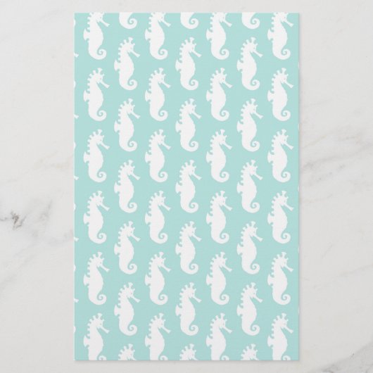 Papeterie Motif turquoise 1 d'hippocampe (Devant)
