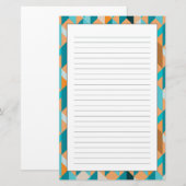 Papeterie Motif turquoise et orange de formes (Devant / Derrière)