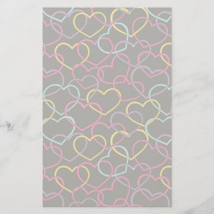 Papeterie Motif Valentin aux Coeurs de couleurs