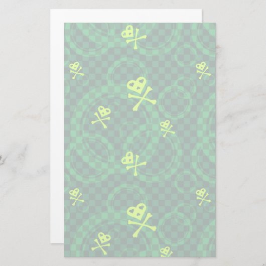 Papeterie Motif vert d'Emo avec des cercles (Devant / Derrière)