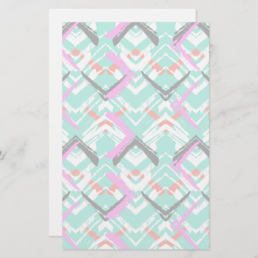 Papeterie Motif Zag Turquoise Zig tiré à la main (Devant / Derrière)
