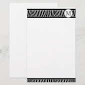 Papeterie Motif Zèbre Noir Blanc Papier à lettres (Devant / Derrière)