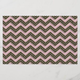 Papeterie Motif Zigzag noir et rose