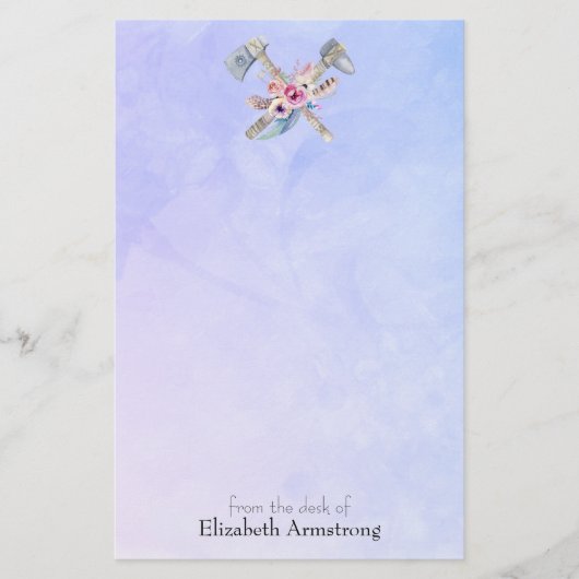 Papeterie Motifs et fleurs Tomahawk Aquarelle Design (Devant)