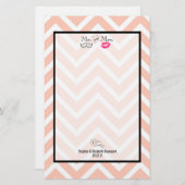 Papeterie Moustache & Lèvres M. & Mme Peach Chevron Mariage (Devant / Derrière)