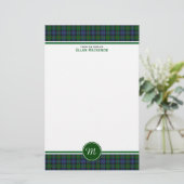 Papeterie Murray Clan Tartan Monogramme vert et bleu plaid (Debout devant)
