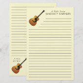 Papeterie Musicien de guitare acoustique professeur de musiq (Devant / Derrière)