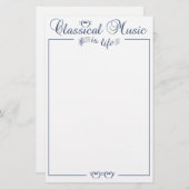 Papeterie Musique classique stationnaire, personnalisable (Devant / Derrière)