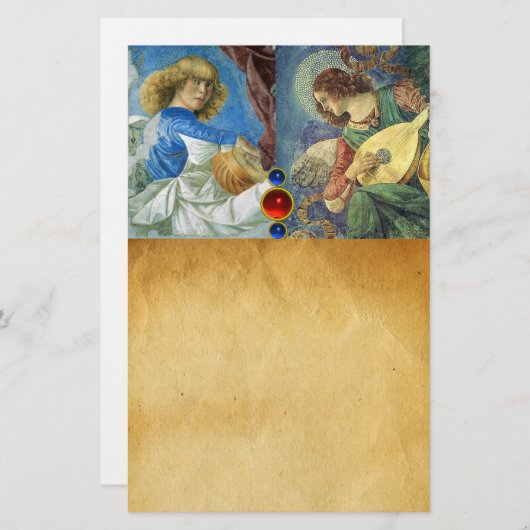 Papeterie MUSIQUE FABRIQUANT NOËL ANGELS Parchemin (Devant / Derrière)