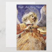 Papeterie MUSIQUE FAISANT ANGEL voeux de Noël (Devant / Derrière)