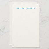 Papeterie Name Calligraphy Script Plain Simple White Blue (Devant / Derrière)