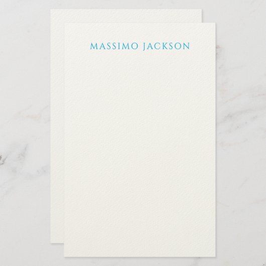 Papeterie Name Calligraphy Script Plain Simple White Blue (Devant / Derrière)