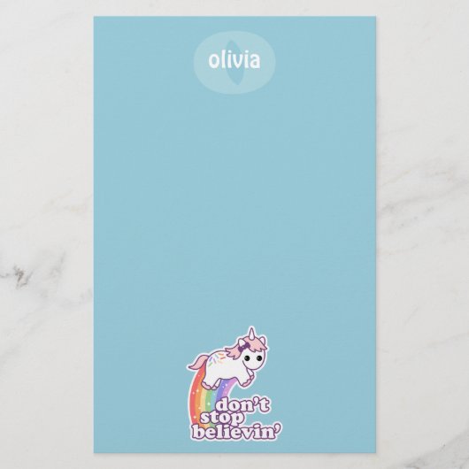 Papeterie N'arrêtez pas Believin dans les licornes (Devant)