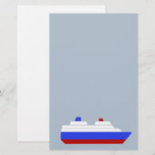 Papeterie navire de mer rouge et bleu (Devant / Derrière)