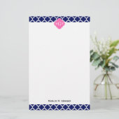 Papeterie Navy Wht Marocain #5 Rose Chaud2 3 Monogramme Init (Debout devant)