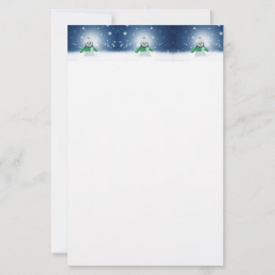 Papeterie Noël bonhomme de neige SlipperyJoe foulard vert m