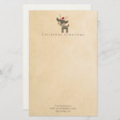 Papeterie Noël Bonjour Cerf Dans Un Chapeau Rouge Père Noël  (Devant / Derrière)