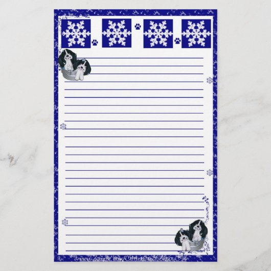 Papeterie Noël de flocon de neige de Basset Hound (Devant)