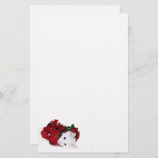 Papeterie Noël du chat blanc (Devant / Derrière)