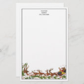 Papeterie Noël Noël Noël Père Noël Sleigh Reindeer frontière (Devant / Derrière)