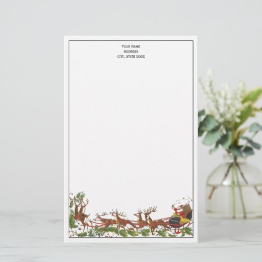 Papeterie Noël Noël Noël Père Noël Sleigh Reindeer frontière (Debout devant)