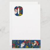 PAPETERIE NOËL O LETTRE / SANTA CLAUS AVEC RIBBON ROUGE (Devant / Derrière)