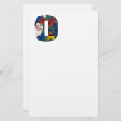 PAPETERIE NOËL O LETTRE / SANTA CLAUS AVEC RIBBON ROUGE (Devant / Derrière)