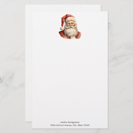 Papeterie Noël rétro du Père Noël (Devant / Derrière)