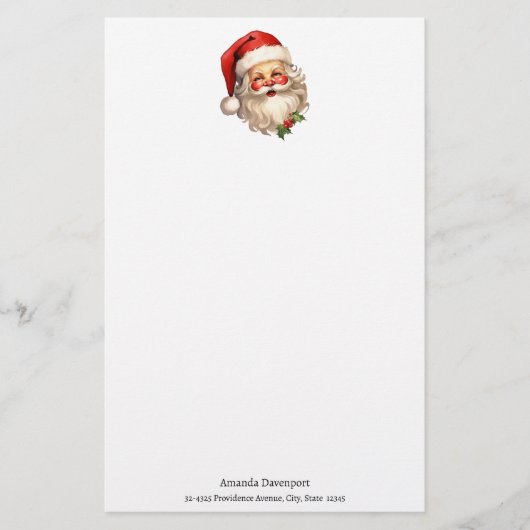 Papeterie Noël rétro Holly Jolly Santa Claus (Devant)