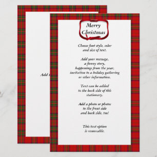 Papeterie Noël Tartan Rouge Plaid