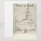 Papeterie Noël vintage, Eglise dans le paysage hivernal (Devant / Derrière)