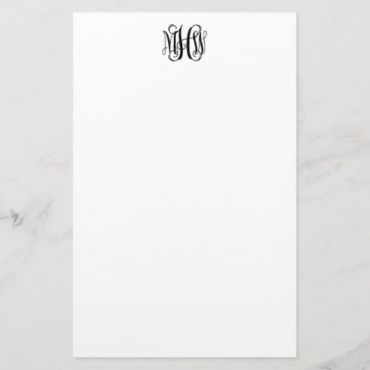 Papeterie Noir 3 Monogramme initial de vigne de script DIY B (Devant)