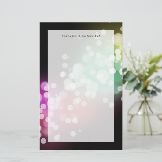 Papeterie Noir avec couleurs Bokeh Lights Design (Debout devant)
