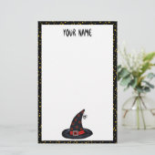 Papeterie Noir Avec Étoiles Casquettes Araignée Orange Dots (Debout devant)