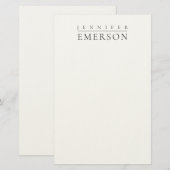 Papeterie Noir blanc minimaliste moderne simple (Devant / Derrière)