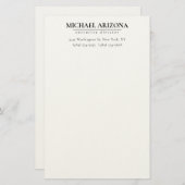 Papeterie Noir & Blanc Minimaliste Simple Plaque (Devant / Derrière)