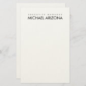 Papeterie Noir & Blanc Minimaliste Simple Plaque Moderne (Devant / Derrière)