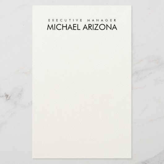 Papeterie Noir & Blanc Minimaliste Simple Plaque Moderne (Devant)