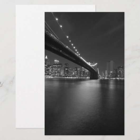 Papeterie Noir blanc New York City Skyline (Devant / Derrière)