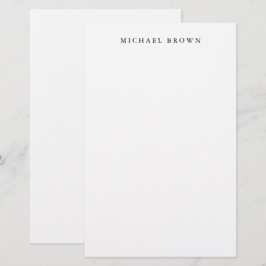 Papeterie Noir Blanc Unique Classique Élégant Plain (Devant / Derrière)