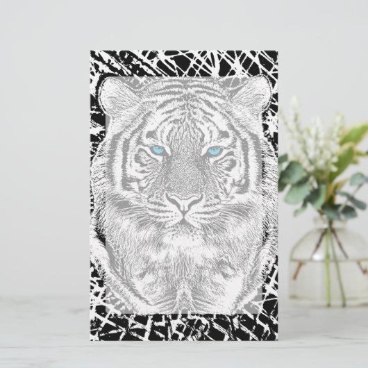 Papeterie Noir et Bleu Yeux Design Tiger (Debout devant)