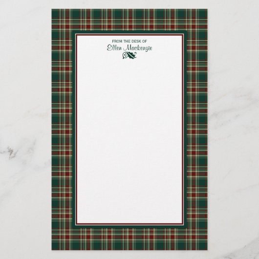 Papeterie Noir vert foncé Plaid Personnalisé (Devant)