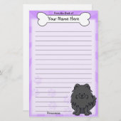 Papeterie noire de Kawaii Pomeranian (Devant / Derrière)