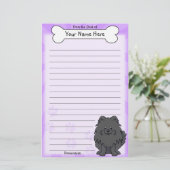 Papeterie noire de Kawaii Pomeranian (Debout devant)