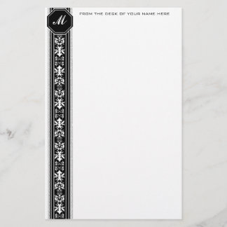 Papeterie noire de monogramme d'arabesque