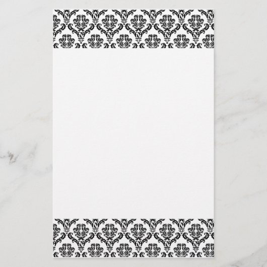 Papeterie noire et blanche de damassé (Devant)