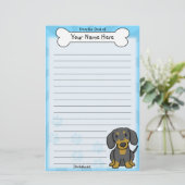 Papeterie noire et bronzage de Kawaii de teckel (Debout devant)